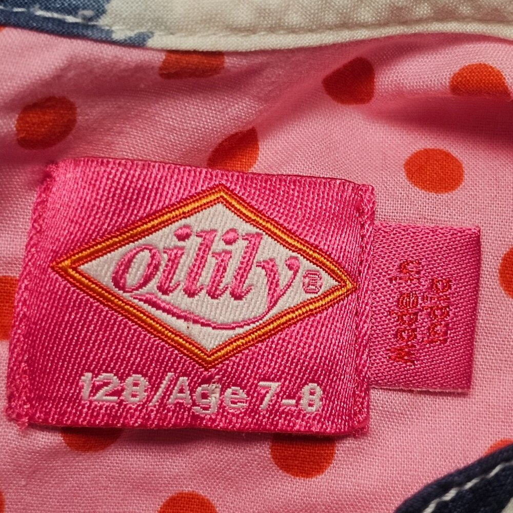 Summer SS Oilily Girls Whimsical 128 7 8 Dress Pink Polka Dot Netherland Dutch - Picture 2 of 12